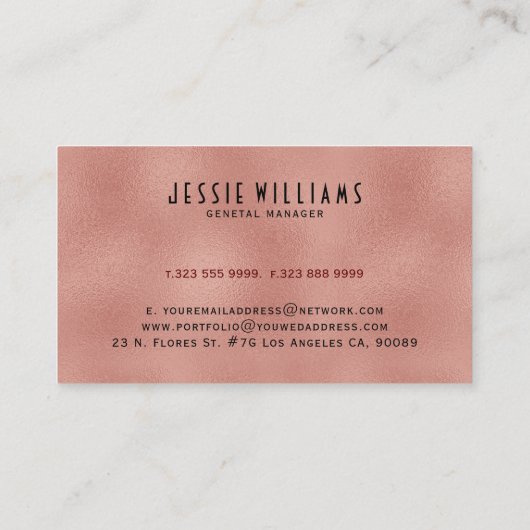 Moderne Roos-goudglassstructuur Visitekaartje (Achterkant)