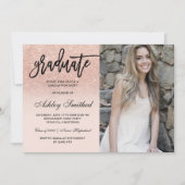 Moderne roos goudglitter blush afstuderen typograf kaart (Voorkant)