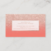 Moderne roos goudglitter coral ombre make-up visitekaartje (Achterkant)