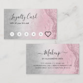 Moderne roos goudglitter en zilvervormer klantenkaartje (Voorkant / Achterkant)