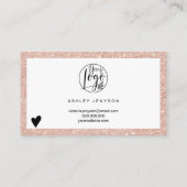 Moderne roos goudglitter logo bedankt visitekaartje (Achterkant)