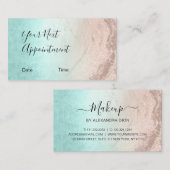 Moderne roos goudglitter make-up artiest afsprakenkaartje (Voorkant / Achterkant)