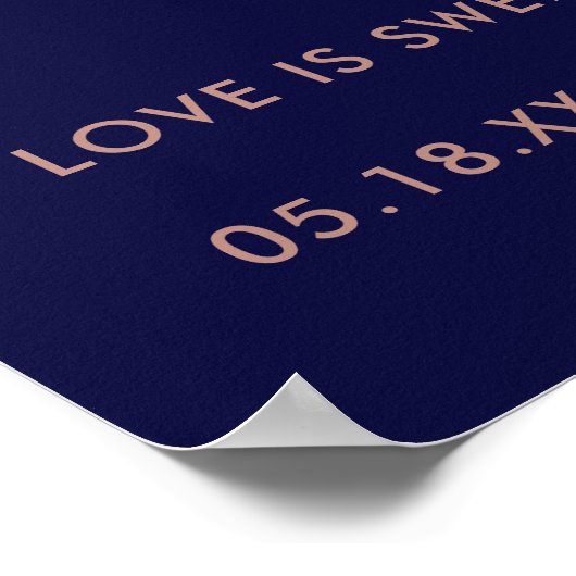 Moderne roos goudglitter marvy blue welkomstbruilo poster (Hoek)