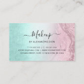 Moderne roos goudglitter & mint make-up artiest klantenkaartje (Achterkant)