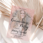 Moderne roos goudglitter ombre foto Quinceañera Kaart<br><div class="desc">Een modern,   faux roos goudglitter douchecombre met pastelblauw roze kleurenblok Quinceañera verjaardagsfeest met uw aangepaste foto met een goudbolvormig roos-patroon dat op een roze achtergrond vervaagt. Perfect voor een prinses Sweet 15,  perfect voor haar,  de fashionista die van modern patroon en glam houdt</div>