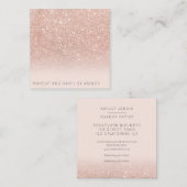 Moderne roos goudglitter ombre make-professioneel vierkante visitekaartje (Voorkant / Achterkant)