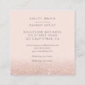 Moderne roos goudglitter ombre make-professioneel vierkante visitekaartje (Achterkant)