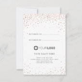 Moderne roos goudglitter-visitekaartje bedankkaart (Achterkant)