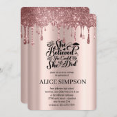 Moderne roos goudkleurige miniatuurfoto-afstuderen kaart (Voorkant / Achterkant)