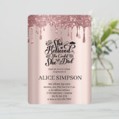 Moderne roos goudkleurige miniatuurfoto-afstuderen kaart (Staand voorkant)