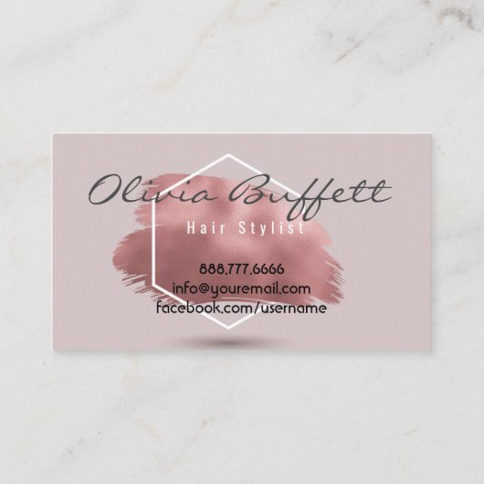 Moderne roos goudmake-up tekenaar visitekaartje (Achterkant)