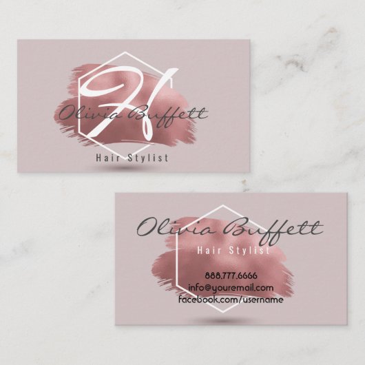 Moderne roos goudmake-up tekenaar visitekaartje (Voorkant / Achterkant)