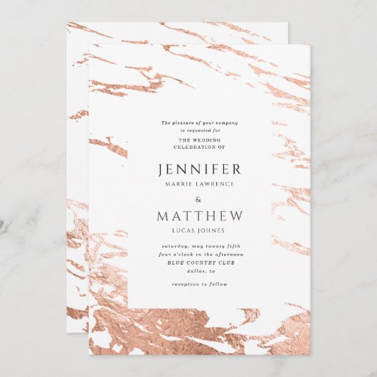 moderne roos goudmarmerwedstrijd kaart (Voorkant / Achterkant)