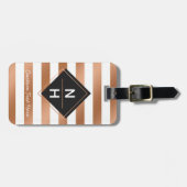 Moderne Roos goudoliestapel gestapeld monogram Bagagelabel (Voorkant horizontaal)