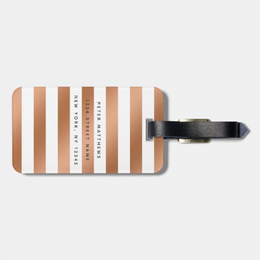 Moderne Roos goudoliestapel gestapeld monogram Bagagelabel (Achterkant horizontaal)