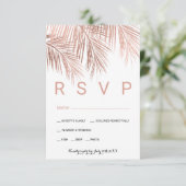 Moderne roos goudpalm eten RSVP bruiloft (Staand voorkant)