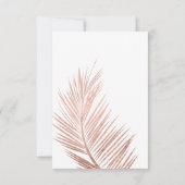 Moderne roos goudpalm eten RSVP bruiloft (Achterkant)