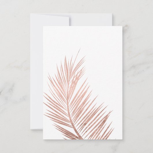 Moderne roos goudpalm eten RSVP bruiloft (Achterkant)