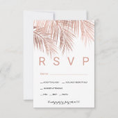 Moderne roos goudpalm eten RSVP bruiloft Kaartje (Voorkant)