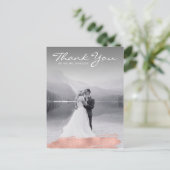 Moderne Roos goudpenseel bruiloft Dank u Briefkaar Briefkaart (Staand voorkant)