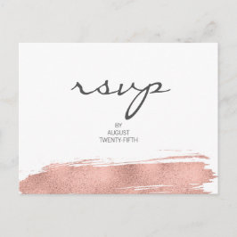 Moderne Roos goudpenseel RSVP-Briefkaart Uitnodiging Briefkaart