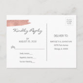 Moderne Roos goudpenseel RSVP-Briefkaart Uitnodiging Briefkaart (Achterkant)