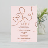 Moderne roos goudroze kalligrafie Oh baby shower Folie Uitnodiging (Staand Voorkant)