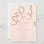 Moderne roos goudroze kalligrafie Oh baby shower Kaart (Voorkant)