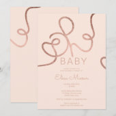 Moderne roos goudroze kalligrafie Oh baby shower Kaart (Voorkant / Achterkant)