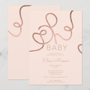 Moderne roos goudroze kalligrafie Oh baby shower Kaart