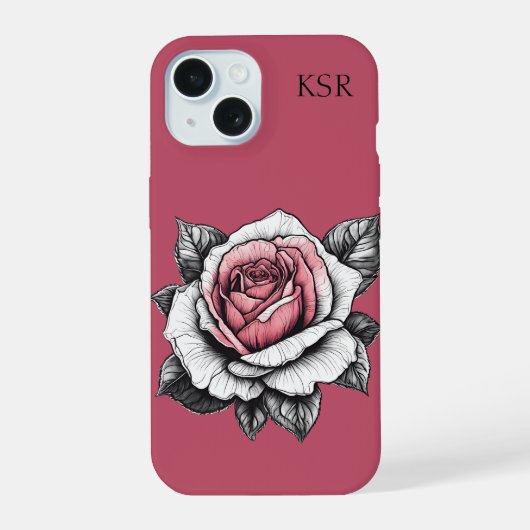 Moderne Roos iPhone 15 Case (Achterkant)