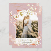 Moderne Roos Koraalbloemen DANK U Bedankkaart (Voorkant / Achterkant)