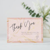 Moderne Roos marmer Vrijgezellenfeest Hartelijk da Bedankkaart (Staand voorkant)