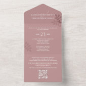Moderne Roos met een minimalistische QR-code RSVP All In One Uitnodiging (Binnen)