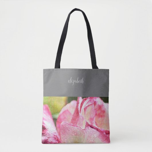 Moderne Roos monogrammen Tote Bag (Voorkant)