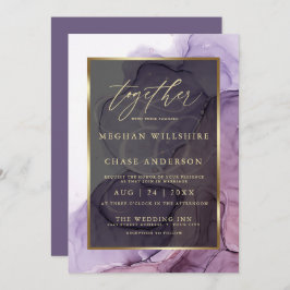 Moderne Roos Plum Paars Alcohol Ink Invitation Kaart
