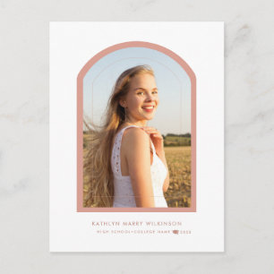 Moderne Roos Roze Arch Eenvoudige Foto Afstuderen Uitnodiging Briefkaart