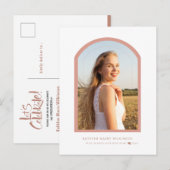 Moderne Roos Roze Arch Eenvoudige Foto Afstuderen Uitnodiging Briefkaart (Voorkant / Achterkant)