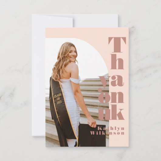 Moderne Roos Roze Arch Foto AFSTUDEERDER Hartelijk Kaart (Voorkant)