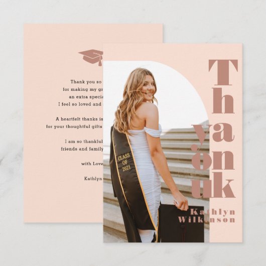 Moderne Roos Roze Arch Foto AFSTUDEERDER Hartelijk Kaart (Voorkant / Achterkant)