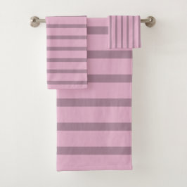 Moderne Roos Roze en Mauve Striped Bad Handdoek