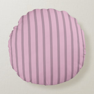 Moderne Roos Roze en Mauve Striped Rond Kussen