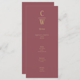 Moderne Roos roze gouden bruiloft-monogrammen Menu