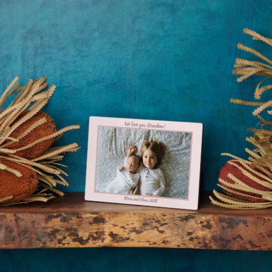 Moderne Roos Roze Persoonlijke naam Foto Plaque Fotoplaat (Zijkant)