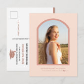 Moderne Roos roze pleister - minimalistisch fotoAf Aankondigingskaart (Voorkant / Achterkant)