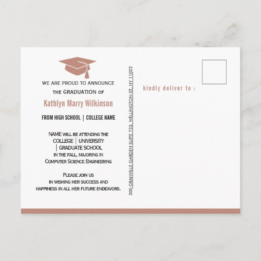 Moderne Roos roze pleister - minimalistisch fotoAf Aankondigingskaart (Achterkant)