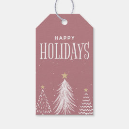 Moderne Roos roze Prettige feestdagen Gift Labels Cadeaulabel