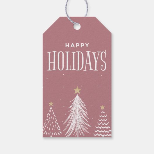 Moderne Roos roze Prettige feestdagen Gift Labels Cadeaulabel (Voorkant)