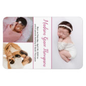 Moderne Roos Roze Script Baby Girl Foto's Magneet (Horizontaal)