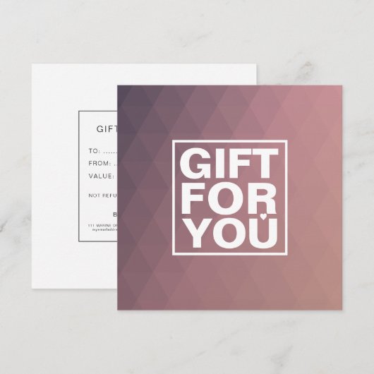 Moderne Roos Square Cadeaubon (Voorkant / Achterkant)